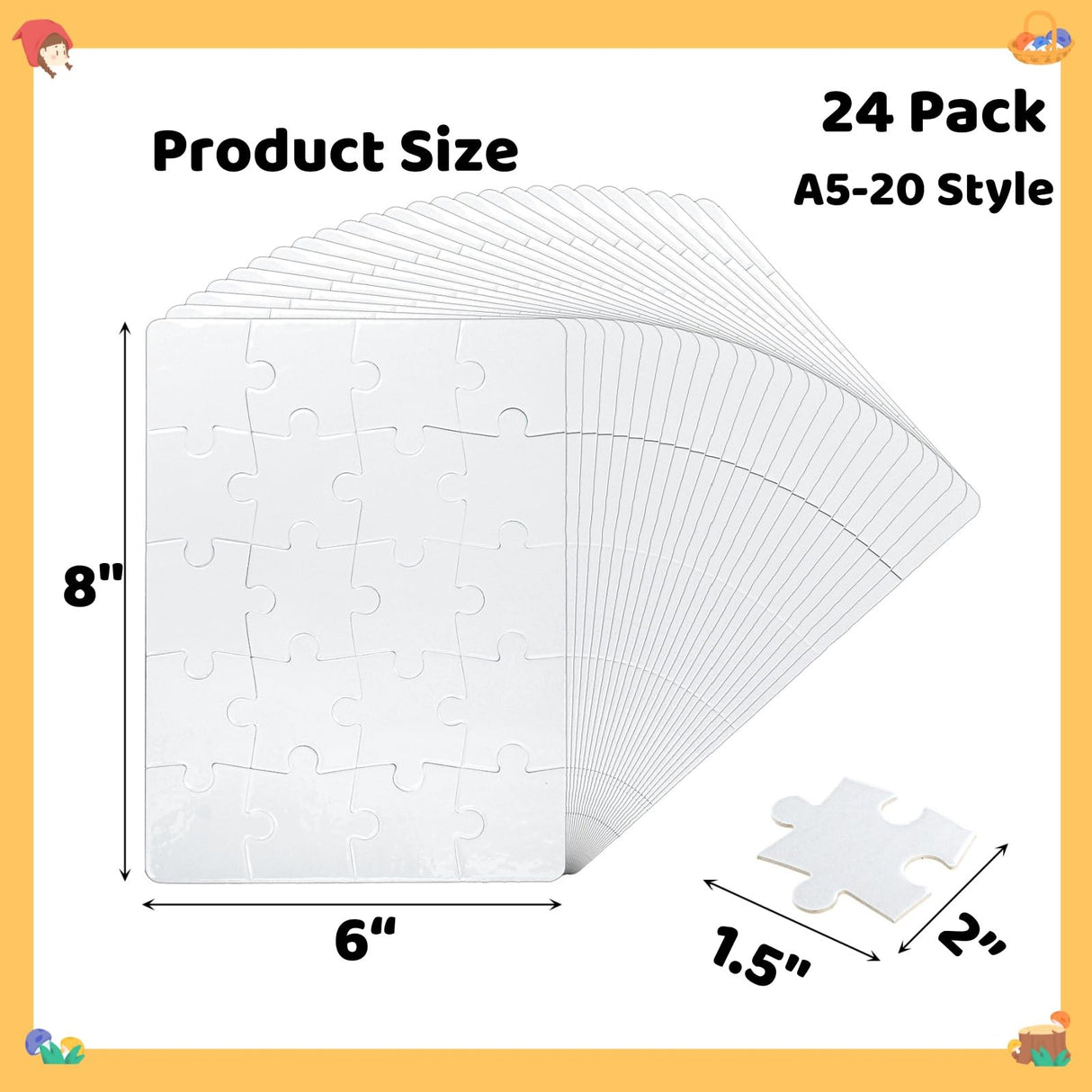 Tlence 24 Sets Blank Sublimation Puzzle, Rectangle White Jigsaw Puzzles, DIY Custom Heat Press Thermal Transfer Puzzle for Adults, Arts and Crafts Projects for Decorating (A5-20 Style) Tlence