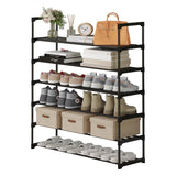 Calmootey 6-Tier Shoe Rack, Tall Large Capacity 30 Pairs Shoes Storage Organizer, Stackable Wide Shoe Shelf for Entryway, Hallway, Black Calmootey
