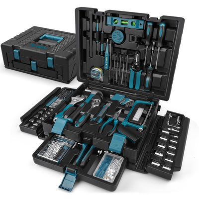 Sundpey 379-PCs Home Tool Kit - Portable Complete Household and Auto Repair Tool Set - Hand General Basic Tool Box Storage Case with Drawer - Full Basic Toolkit for Handyman & Diyer & Homeowner