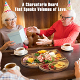 Extra Large Magnetic Charcuterie Board Cheese Board Gift Set 3 Part Square & Round & Heart Shaped Acacia Wood Charcuterie Cheese Boards Wooden Tray Serving Board Platter for Valentine XILAZAB