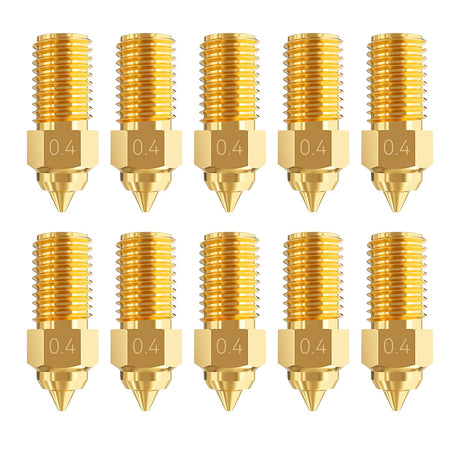 CCTREE 10PCS 0.4mm Ender 3 V3 SE Brass Nozzles Kit, 3D Printer Parts High Speed M6 0.4mm Nozzles Kit for Creality 3D Printer Ender 3 V3 SE, Ender 5 S1, Ender 7, Spider 1.0 Hotend CCTREE