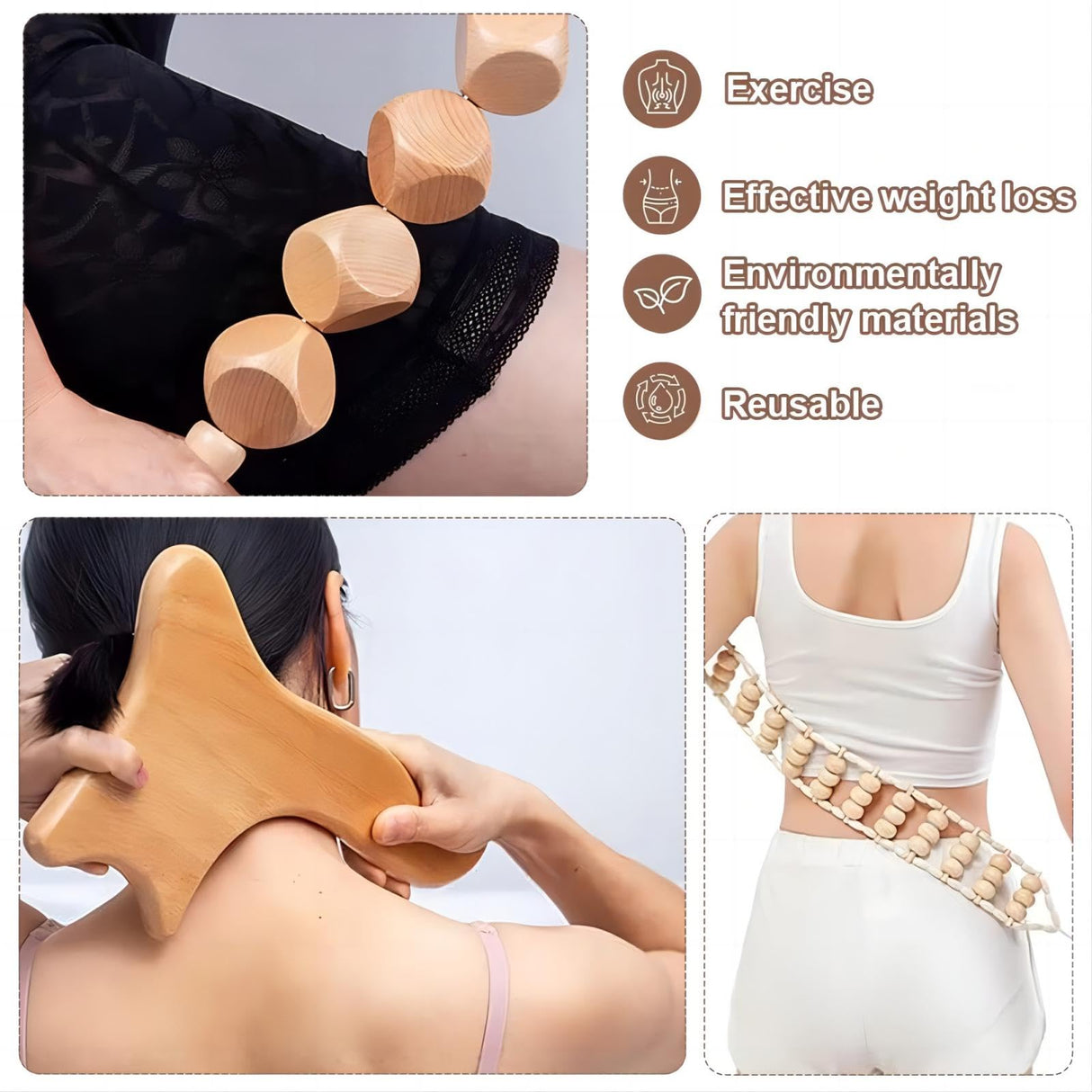 15 Pcs Wood Therapy Massage Tools Set Maderoterapia Kit Therapy Tools for Body Muscle Pain Relief Wooden Body Face Sculpting Tools Wood Roller Massager, Fascia Massage HanaWood