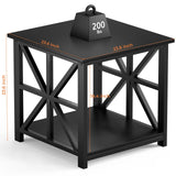 GreenForest End Table with 2-Tier Storage Shelf, 24 inch Side Table for Living Room, Modern Nightstand for Bedroom Bedside Office Farmhouse, Black GreenForest