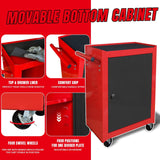 BIG RED ATBD134R-RB-4 Torin Rolling Garage Workshop Tool Organizer: Detachable 3 Drawer Tool Chest with Large Storage Cabinet and Adjustable Shelf, Red/Black BIG RED