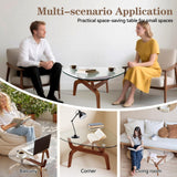 Glass Coffee Tables for Living Room, Triangle Coffee Table with Non-Tip Rubber Wood Base, Morden Tea Table with Tempered Glass Top | Perfect for Homes with Kids/Pets, Office, Apartment (Brown) DUO GE MAO