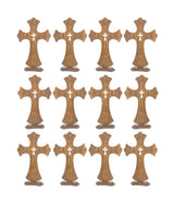 12 Inch 12 Pack Brown Wood Crosses Torched Wooden Tabletop Cross Rustic Standing Cross for Baptism Centerpieces Home Church Decor Prayer Gifts Cregugua