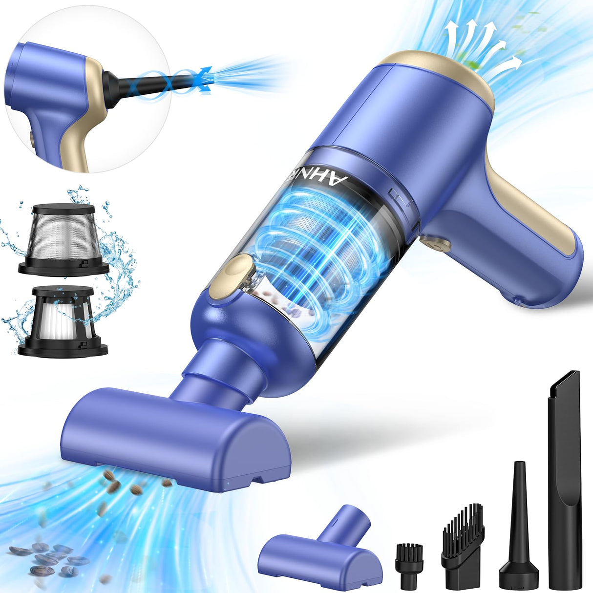 AHNR Handheld Car Vacuum Cleaner Cordless with Brushless Motor, 20000PA High Power Vacuum Cleaner & Air Duster, 3 in 1 Keyboard Portable Vacuum Cleaner, Mini Hand Held Vacuum Cleaner for Car Home AHNR