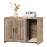 DWANTON Litter Box Enclosure, Cat Litter Box Furniture Hidden, with Scratching Mat, Wooden Cat Washroom Indoor, 31.5" L x 19.7" W x 21.7" H, Greige Dwanton