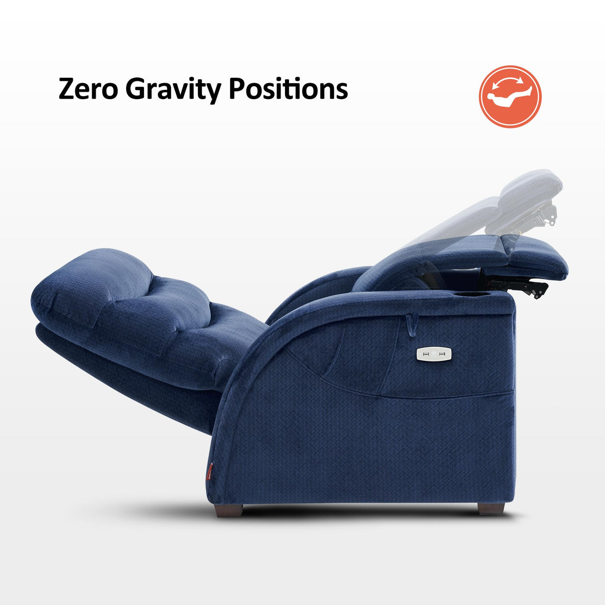 MCombo Power Zero Gravity Recliner Chair with Adjustable Headrest for Living Room, Fabric ZG334 (Navy Blue) MCombo