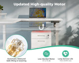 AODK Electric L-Shaped Standing Desk, Height Adjustable Office Desk with Monitor Stand, Sit-Stand Desk with Power Outlets, Large Lift Table for Home, Office, Workstation, White AODK