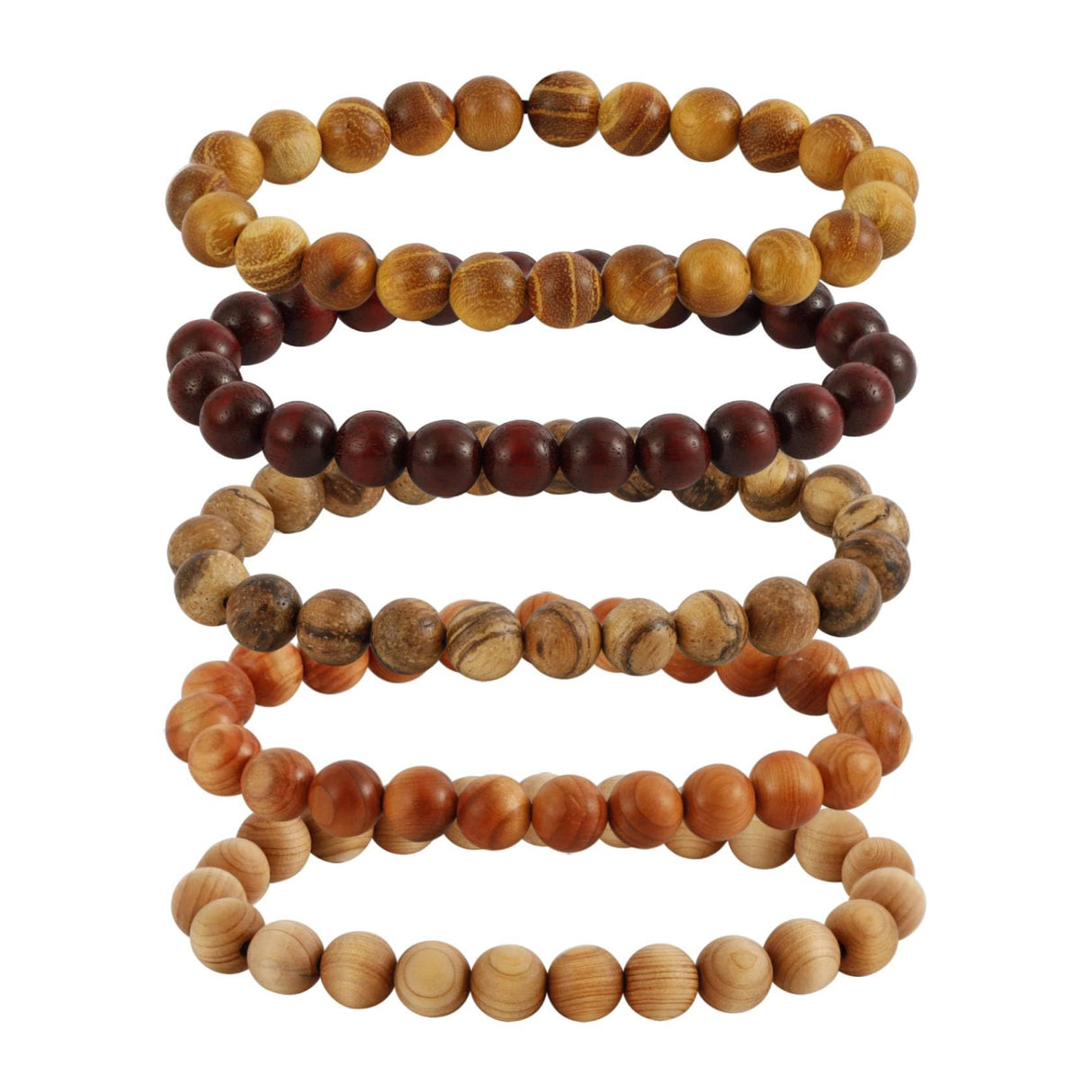 MILAKOO 5 Pcs Wood Prayer Bead Bracelet Mala Beaded Bracelets for Men Women 8mm MILAKOO