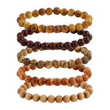 MILAKOO 5 Pcs Wood Prayer Bead Bracelet Mala Beaded Bracelets for Men Women 8mm MILAKOO