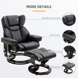 HOMCOM Massage Recliner Chair with Ottoman Footrest, 10 Vibration Points, 360° Swivel Reclining Chair, Faux Leather Living Room Chair with Side Pocket and Remote Control, Black HOMCOM