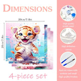 bleihum 4 Pack Paint by Numbers Kit for Kids Ages 4-8-12, Animal Paint by Number for Kids, DIY Acrylic Oil Painting Kit for Home Wall Decor(Frameless,8X8inch) bleihum