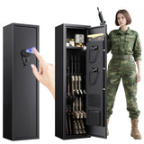 5-8 Gun Safe,Gun Cabinet for Rifles and Pistols, Tall Gun Safe for Shotguns, Biometric Gun Cabinet for Home with Alarm System and Silent Mode, Detachable Gun Rack, Black (51.9"H x 11"D x 11.8"W) ZZXCBB