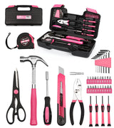 B BOSI TOOLS 40-Piece Pink Tool Set- General Household 40 PCS Hand Tool Kit with Plastic Toolbox Storage Case (Pink) B BOSI TOOLS