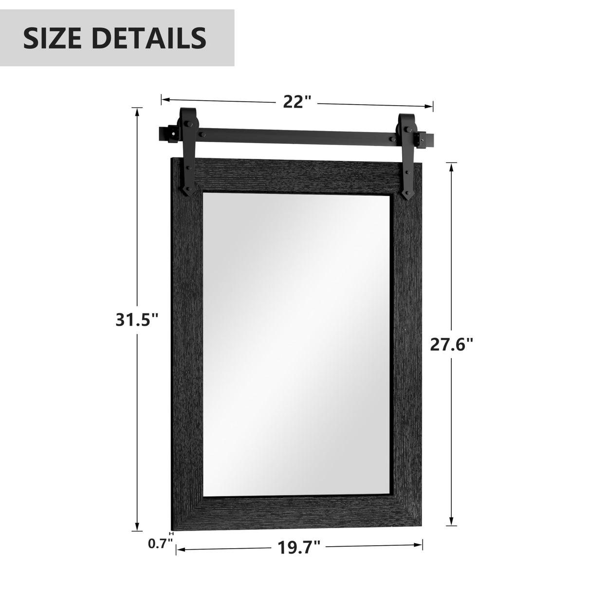 Farmhouse Bathroom Mirror for Over Sink 22”x32” Black, Rustic Western Barn Decor Bathroom Vanity Mirror, Wall Mirror for Bathroom, Living Room, Bedroom, Entryway Menscha