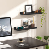 upsimples Floating Shelves for Wall, Wall Shelves for Decor Storage Set of 6, Wall Mounted Wood Shelves for Bedroom, Living Room, Bathroom, Kitchen, Picture Ledge Shelves, Black upsimples