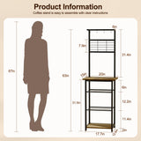 BUTUNITA Coffee Bar Station with 5 Tiers - Small Coffe Bar Kitchen Shelf with 4 S-Shaped Hooks - Corner Storage Baker's Rack for Small Spaces, Entryways, and Living Rooms BUTUNITA