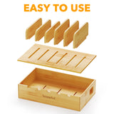 SpaceAid Bamboo Charging Station for Multiple Devices, Cell Phone Docking Stations for Multi Laptop, Tablets and iPads, Nightstand Bedside Desk Device Charger Organizer (Natural) SpaceAid