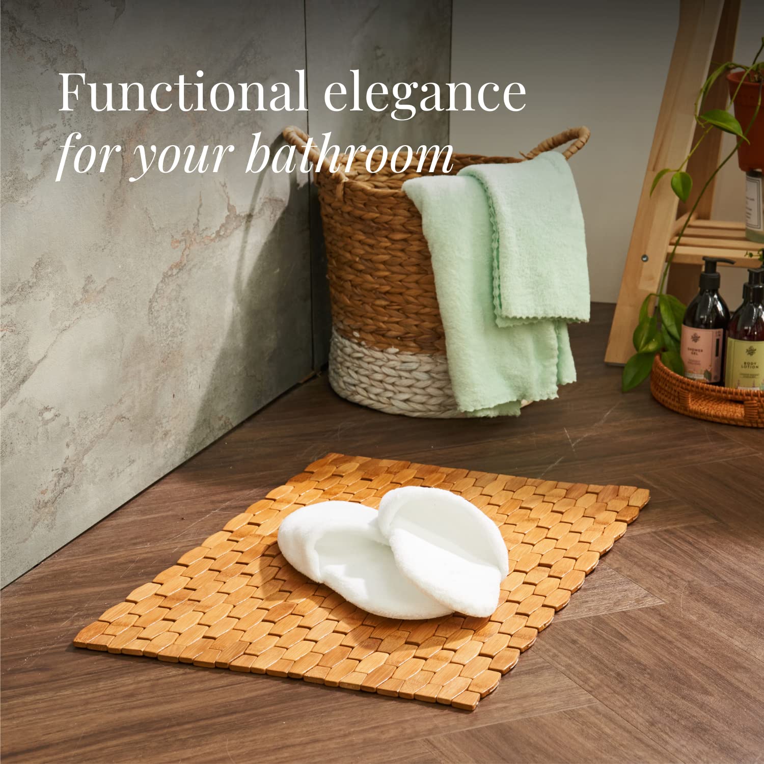 GOBAM Rollable Bamboo Bathroom Floor Mat - Thumbnail 4