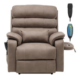 VEVOR Power Lift Recliner Chair, Dual Motor Lift Chair with Heat and Massage for Elderly, Infinite Position Adjustment Electric Recliner with a Cup Holder (Medium-Wide, Light Brown) VEVOR