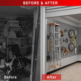 Ginchain 4 x 8 FT Slatwall Panel Garage Wall Organizer, Heavy Duty Slat Wall Paneling Sheets, Interlocking PVC Panels, Garage Slatwall for Tool Organization Mounted Storage Systems Ginchain