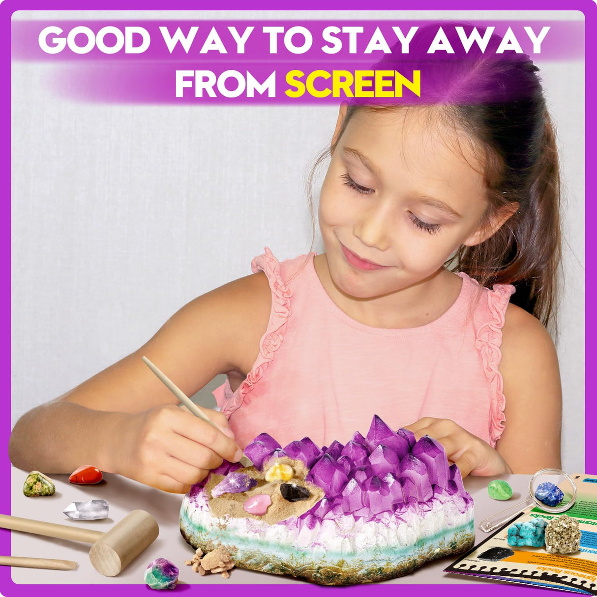 XXTOYS Gemstone Dig Kit - Dig Up 18 Real Gemstones and Crystals - Science Kits for Kids, STEM Toys for Age 6-8, Great Educational Geology Gifts for Boys & Girls Ages 5-7 XX