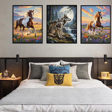 ACIOPPL Paint by Numbers for Adults Beginner Colorful Animal DIY Acrylic Painting Kits Animal Wolf Oil Painting by Number Kit Drawing Acrylic Paint Canvas Set for Home Wall Decor Colorful Wolves Generic