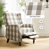 HULALA HOME Wingback Recliner Chair, Traditional Push Back Recliner Single Sofa with Solid Wood Legs, Modern Lounge Armchair for Living Room, Comfy Upholstered Accent Reclining Chair, Buffalo Beige HULALA HOME