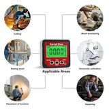 LOUISWARE Digital Inclinometer Angle Finder Gauge, IP54 Digital Electronic Protractor Bevel Gauge, Inclinometer Angle Cube Level Box with LCD screen for Woodworking,Table Saw and etc LOUISWARE