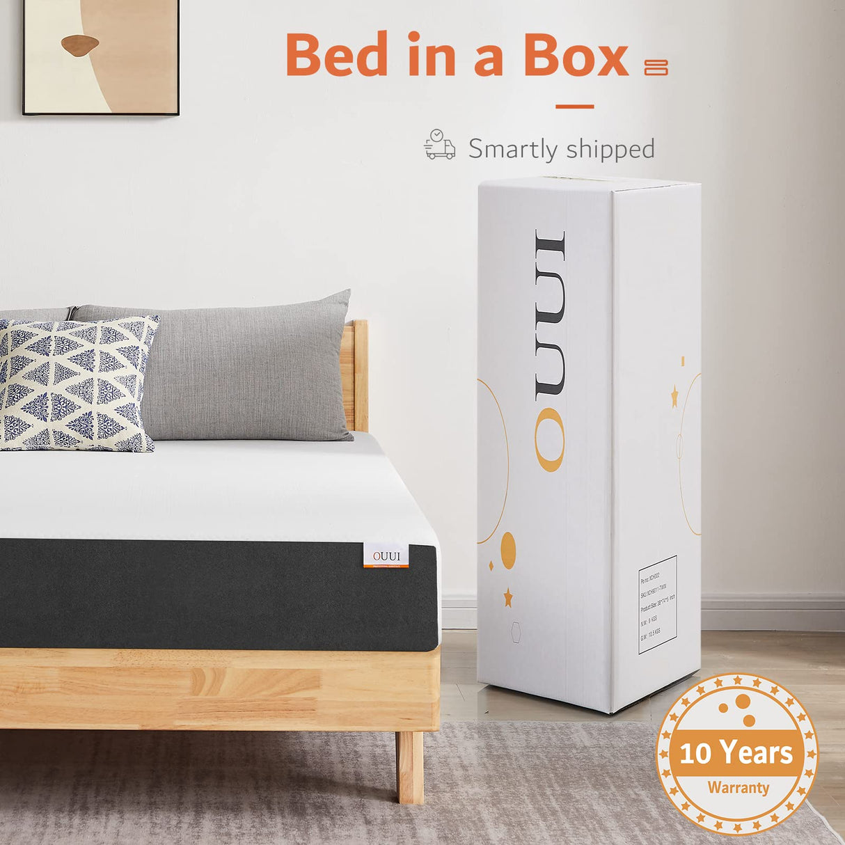 OUUI Queen Size Mattress, 5 Inch Queen Gel Memory Foam Mattress for Cool Sleep & Pressure Relief Breathable Cover Medium Firm Mattress in a Box, White, CertiPUR-US Certified OUUI