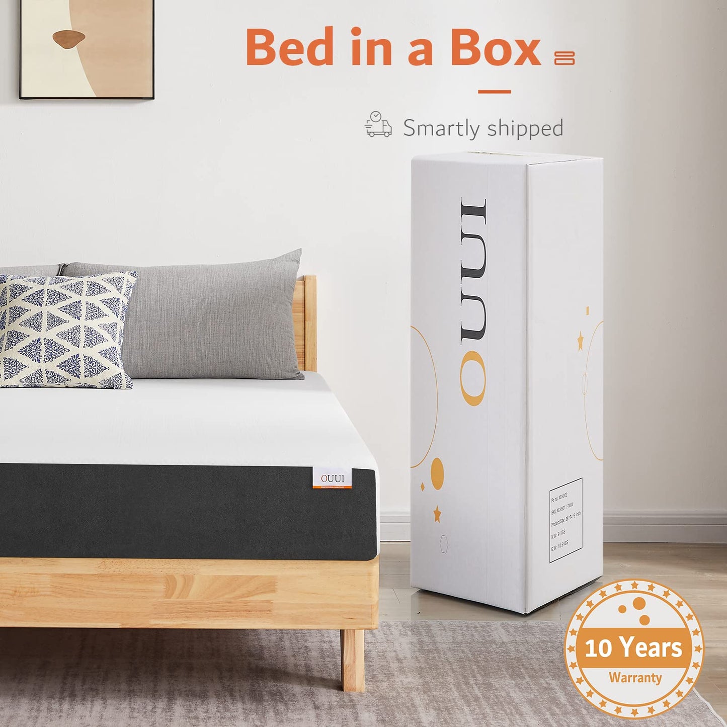 OUUI Queen Size Mattress, 5 Inch Queen Gel Memory Foam Mattress for Cool Sleep & Pressure Relief Breathable Cover Medium Firm Mattress in a Box, White, CertiPUR-US Certified