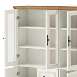 DWVO Large Storage Cabinet, 72" Tall Kitchen Pantry with Glass Doors, Freestanding Glass Display Cabinets with Adjustable Shelves & Drawers, Food China Hutch for Dining Room, Living Room, White DWVO