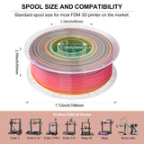 JAREES Rainbow 3D Printing Filaments PETG Candy Multicolor Gradient Filament 1.75mm, Green-Purple-Pink-Yellow PETG 3D Printer Filament, 1kg 330 Meters JAREES