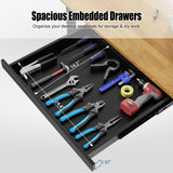 Maemttes 60” Chipboard Wood Work Bench Work Table with Drawers, Heavy-Duty Adjustable Workbench with Power Outlets, 3000 Lbs Capacity Tool Bench Workstation for Garage, Workshop Maemttes