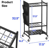 SUFAUY Garden Tool Organizer, Rolling Heavy-Duty Garage Tool Stand, Yard Storage Rack with Casters and Hooks, Black SUFAUY