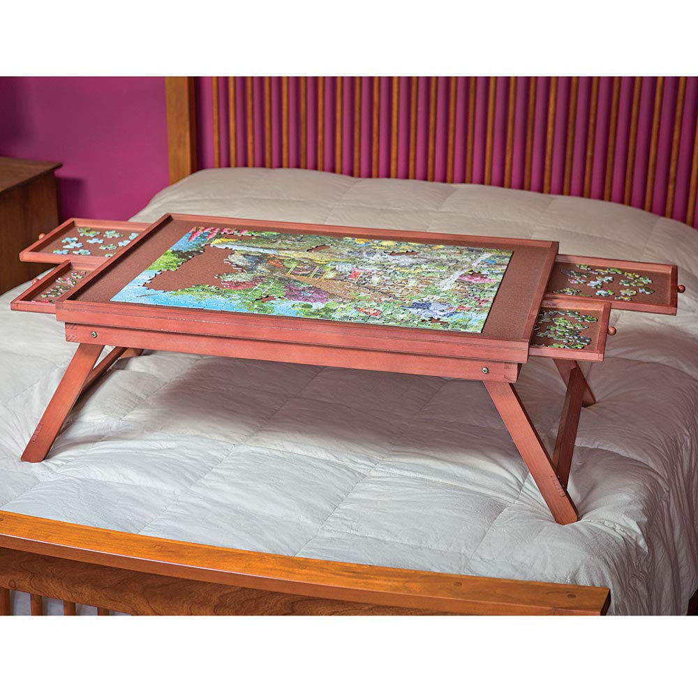 Bits and Pieces - Standard Puzzle Plateau Lounger with Cover - Puzzle Accessories & Storage - Portable 1000 pc Puzzle Table with Legs - 21" x 29" Bits and Pieces