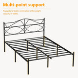VECELO Queen Size Bed Frame, Metal Bed Platform with Headboard, Sturdy Steel Slats Support, No Box Spring Needed/Noise-Free,Easy Assembly, Black VECELO