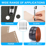 9 Pcs Leather Hole Punch Tool, Hollow Punch Set for Leather Stitching Punch Tool, Leather Belt Hole Punch Tool for Leather Watch Bands Gasket Belt Canvas Paper Rubber, with 1 x PVC Board HexinYigjly
