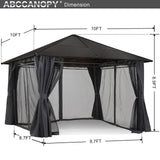Hardtop Patio Gazebo with Curtains and Netting by ABCCANOPY ABCCANOPY