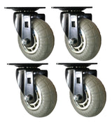 Headbourne 8269E Designer Casters 4 inch Soft Rubber Chrome & Black Designer Caster, 4 Pack Headbourne