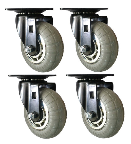 Headbourne 8269E Designer Casters 4 inch Soft Rubber Chrome & Black Designer Caster, 4 Pack Headbourne