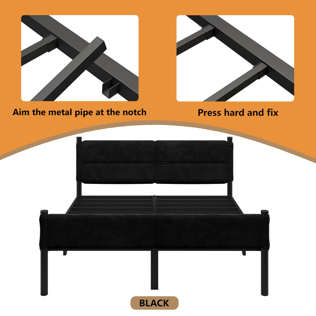 Henshwon Metal Bed Frame,14Inch King Size Bed Frame with Storage Space,Heavy Duty Sturdy Mattress Foundation,Easy Assembly,No Box Spring Needed,King Henshwon