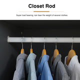 LEVNARY Wardrobe Armoire Closet, 2-Door Wardrobe Cabinet with 3-Drawer and Hanging Rod, Modern Bedroom Armoire Clothing Organizer Freestanding Closet (Black) LEVNARY