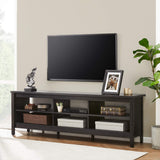 WAMPAT TV Stand for Living Room 70inch, Wooden TV Entertainment Center with 6 Storage Cubby, Modern TV Stands for Bedroom,Fits TVs up to 75 Inch.Black WAMPAT