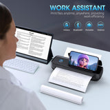 Portable-Printer with phone holder, Thermal-Wireless-Bluetooth-Mini Inkless-Printer for Travel Support 8.5" X 11" US Letter&Legal A4&A5 Thermal Paper, Compatible with Android and iOS Phone&Laptop GUTHERREN