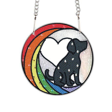 DIY Diamond Painting Sun Catcher Hanging Sign Dog, Pet Memorial Diamond Art Window Ornament Kit for Adults, Colorful Gem Art Craft Kit for Home Wall or Door Decoration AiYuanzsh