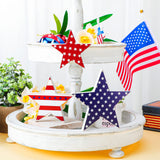 3 Pcs 4th of July table decorations Patriotic Wooden Star Centerpiece Sign Independence Day Tiered Tray Decor Memorial Day Tabletop Decorations for Home Festival Party Decor (Classic) Yulejo