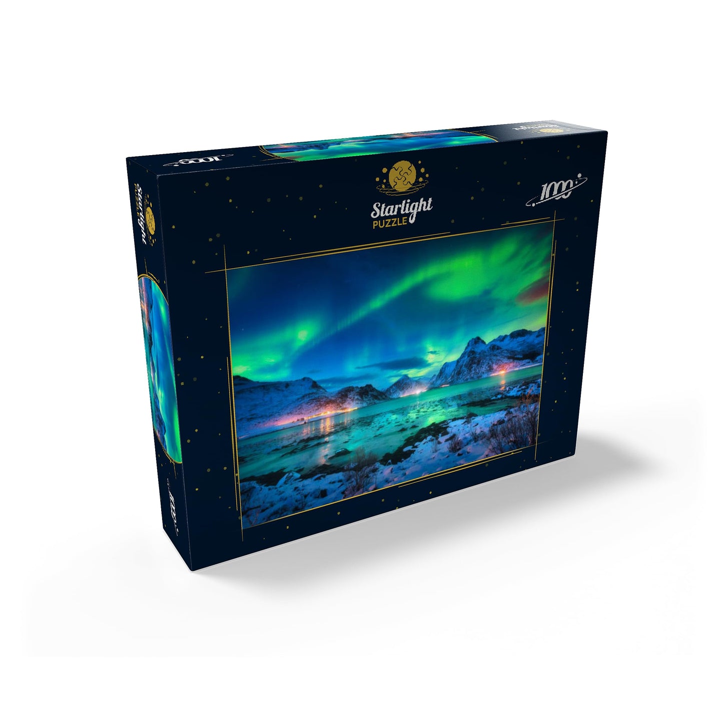 MyPuzzle Aurora Borealis Over Sea Coast, Lights at Night. Northern Lights On Lofoten Islands, Norway - Premium 1000 Piece Jigsaw Puzzle for Adults